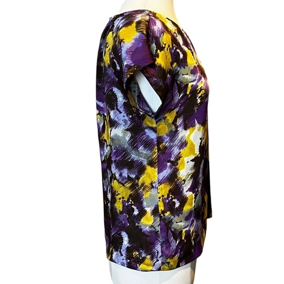 MICHAEL Michael Kors Silky Abstract Print Asymmetrical Neckline Top Shell Blouse - Picture 4 of 6